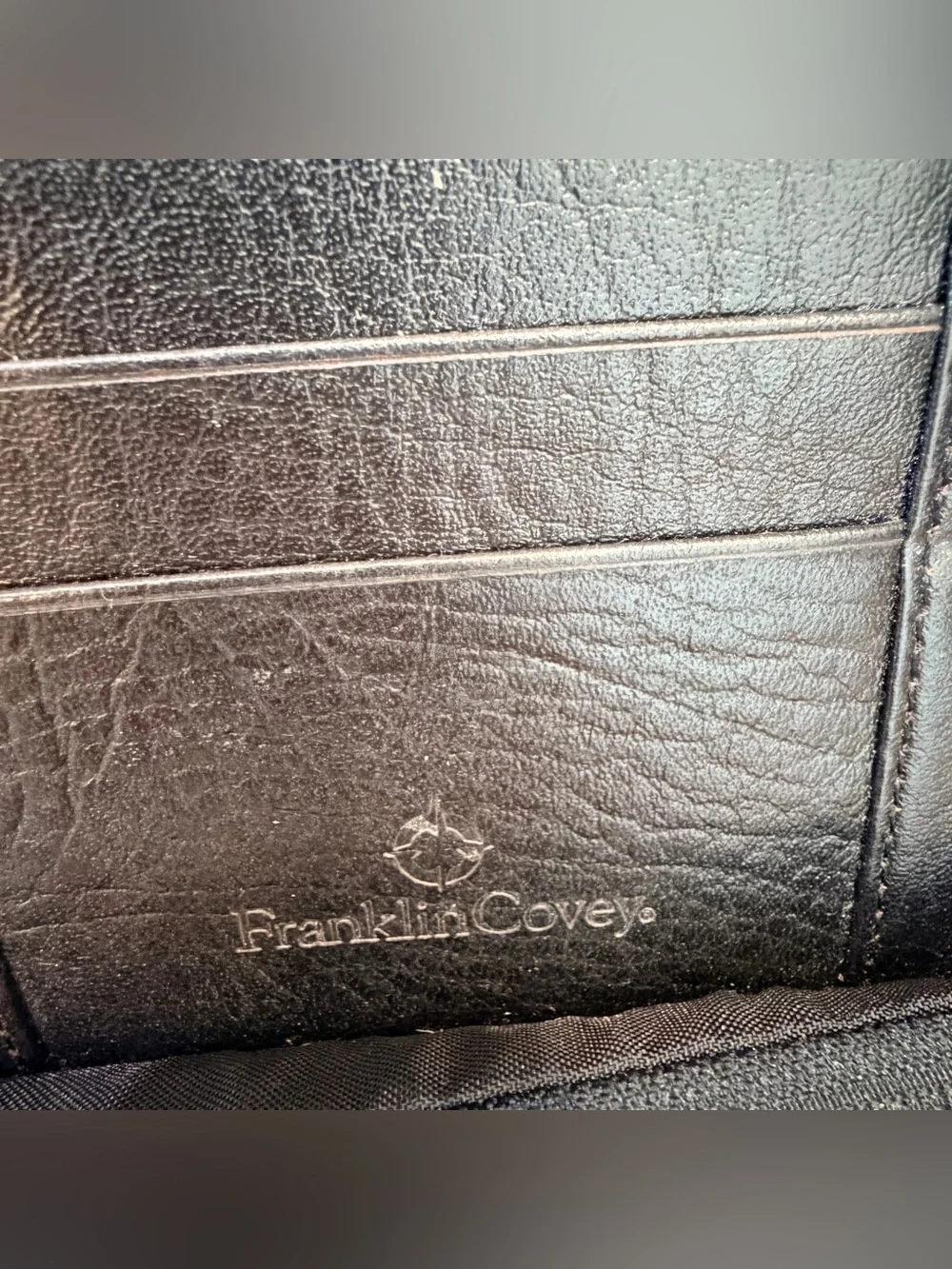 Franklin Covey Classic Black Full Grain Leather Zip Planner Korea Blooms 90s Y2K